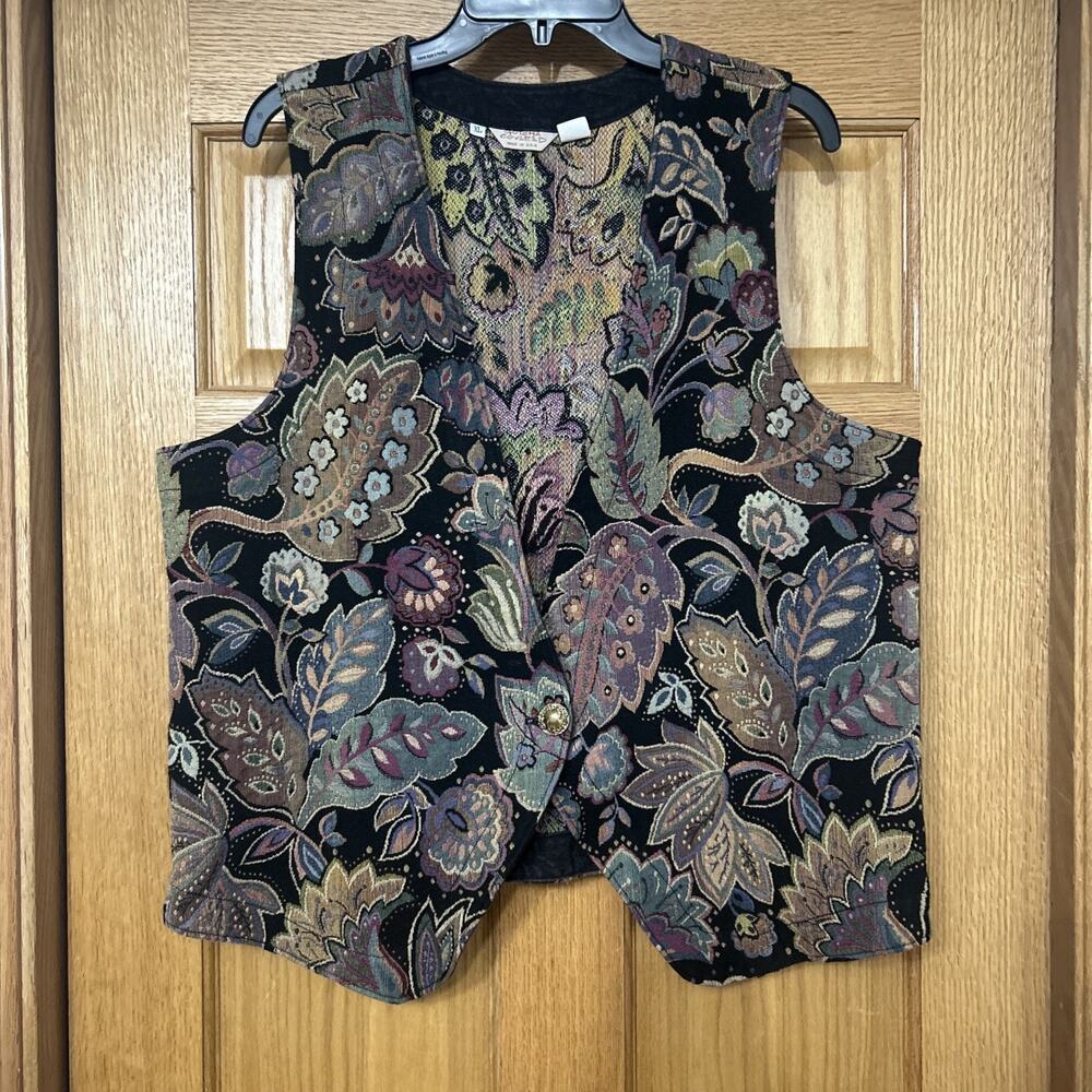 Vintage Gotcha Covered Women’s Cottagecore Dark Floral Brocade Tapestry XL